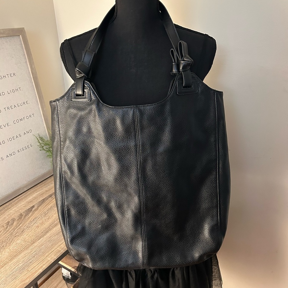 Lovely Black Vegan Leather Tote Bag by Kimchi Blue from Urban Outfitters